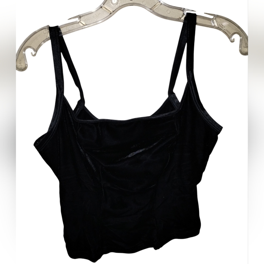 Vtg '98 Papillon Blanc Velvet Top L Black Canada Sleeveless Mint